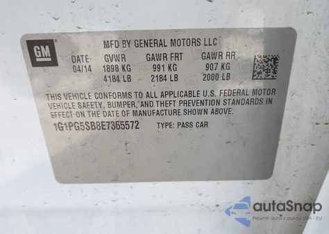 2014 Chevrolet Cruze Ltz from USA, damaged, VIN 1G1PG5SB8E7365572